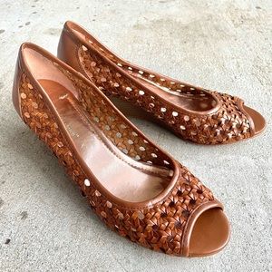 BCBG Woven Sandal with High-heel, Size 8